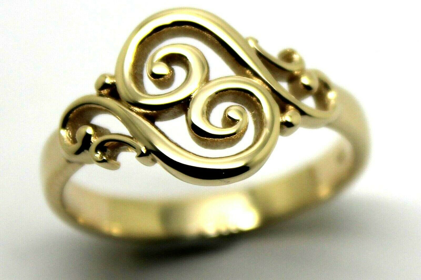 Genuine 9ct Gold 375 Full Solid Yellow, Rose or White Gold Filigree Swirl Ring - Choose your size from H to M