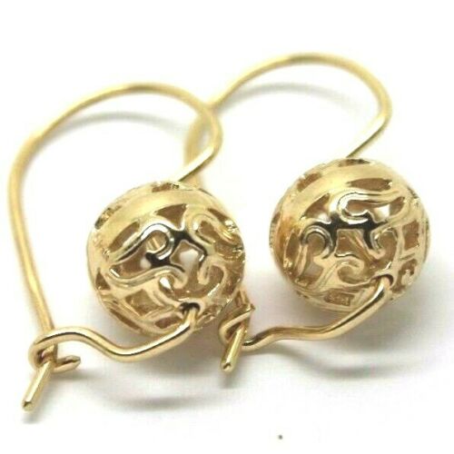 Genuine 9ct Yellow, Rose or White Gold 10mm Euro Ball Drop Filigree Earrings