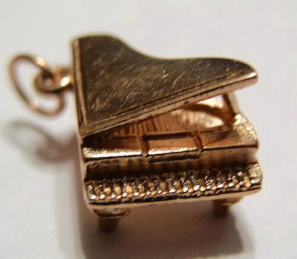 Genuine New 9ct Yellow, Rose or White Gold Solid 3D Piano Pendant Or Charm