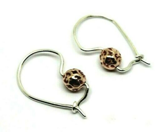 Genuine New 9k 9ct Rose and White Gold 5mm Ball Filigree Earrings