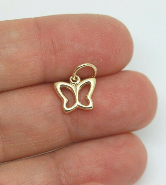 Genuine Small New 9k 9ct Yellow Gold Filigree Butterfly Pendant or Charm