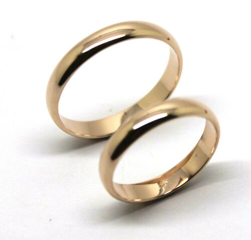 Genuine Custom Made His & Hers Solid 4mm 9ct 9K Rose Gold Wedding Bands Couple Rings