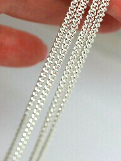 Sterling Silver Diamond Cut Round Kerb Curb Link Necklace Chain *Many sizes available