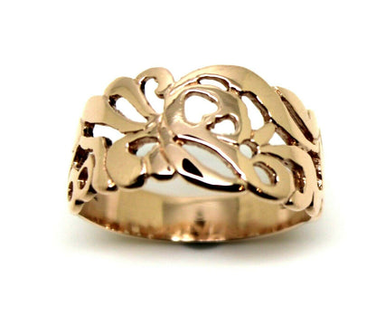 Size R, 8 5/8 Kaedesigns, New 9ct 9K 375 Genuine Yellow, Rose or White Gold Wide Flower Filigree Ring 278