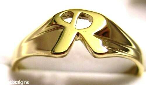 Genuine, Solid 9ct 9K Yellow Or Rose Or White Gold 375 Large Initial Ring R