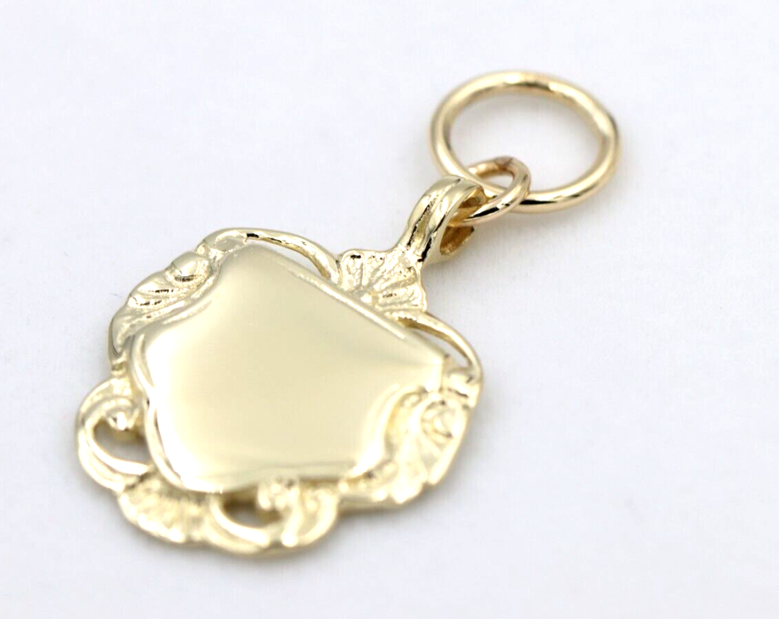 Genuine Solid 9K 9ct Yellow, Rose and White Gold Shield FOB Pendant