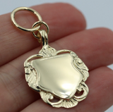 Genuine Solid 9K 9ct Yellow, Rose and White Gold Shield FOB Pendant