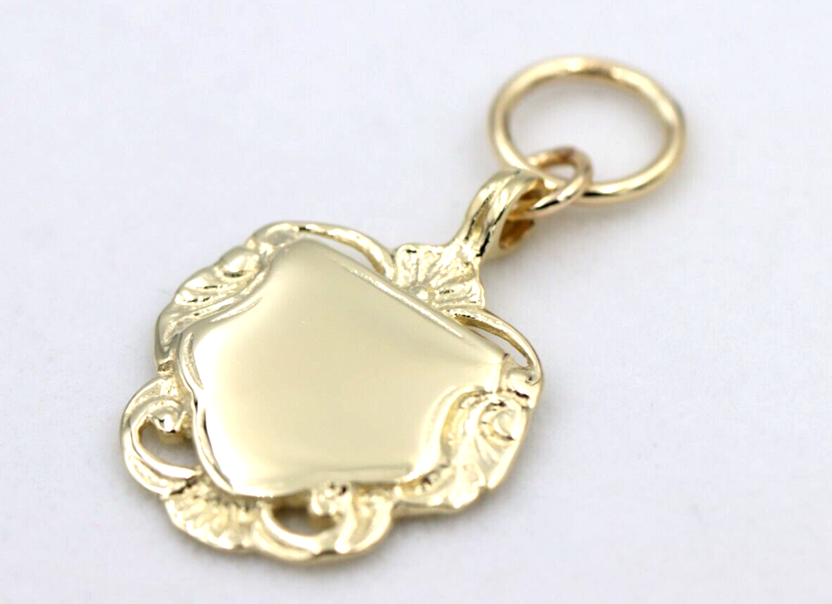 Genuine Solid 9K 9ct Yellow, Rose and White Gold Shield FOB Pendant