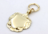 Genuine Solid 9K 9ct Yellow, Rose and White Gold Shield FOB Pendant