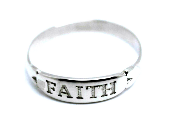 Genuine Solid Sterling Silver 925 Faith Ring