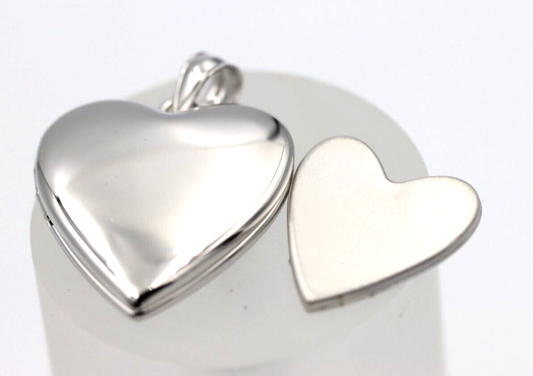 Sterling Silver 20mm Plain Memorial Heart Brushed/Polished Locket