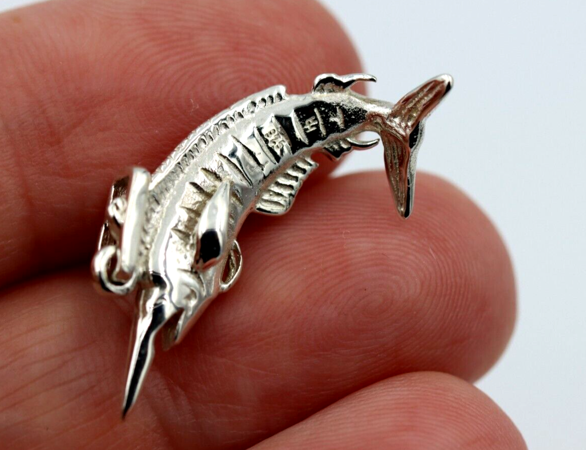 Genuine Sterling Silver Large Marlin Solid Pendant Charm