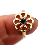 Genuine Size R 9ct Yellow, Rose or White Gold London Blue Topaz Flower Ring