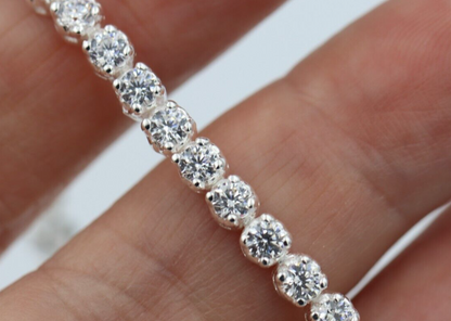 Genuine 4mm CZ Prong Round Cubic Zirconia Set Tennis Bracelet Sterling Silver 18cm