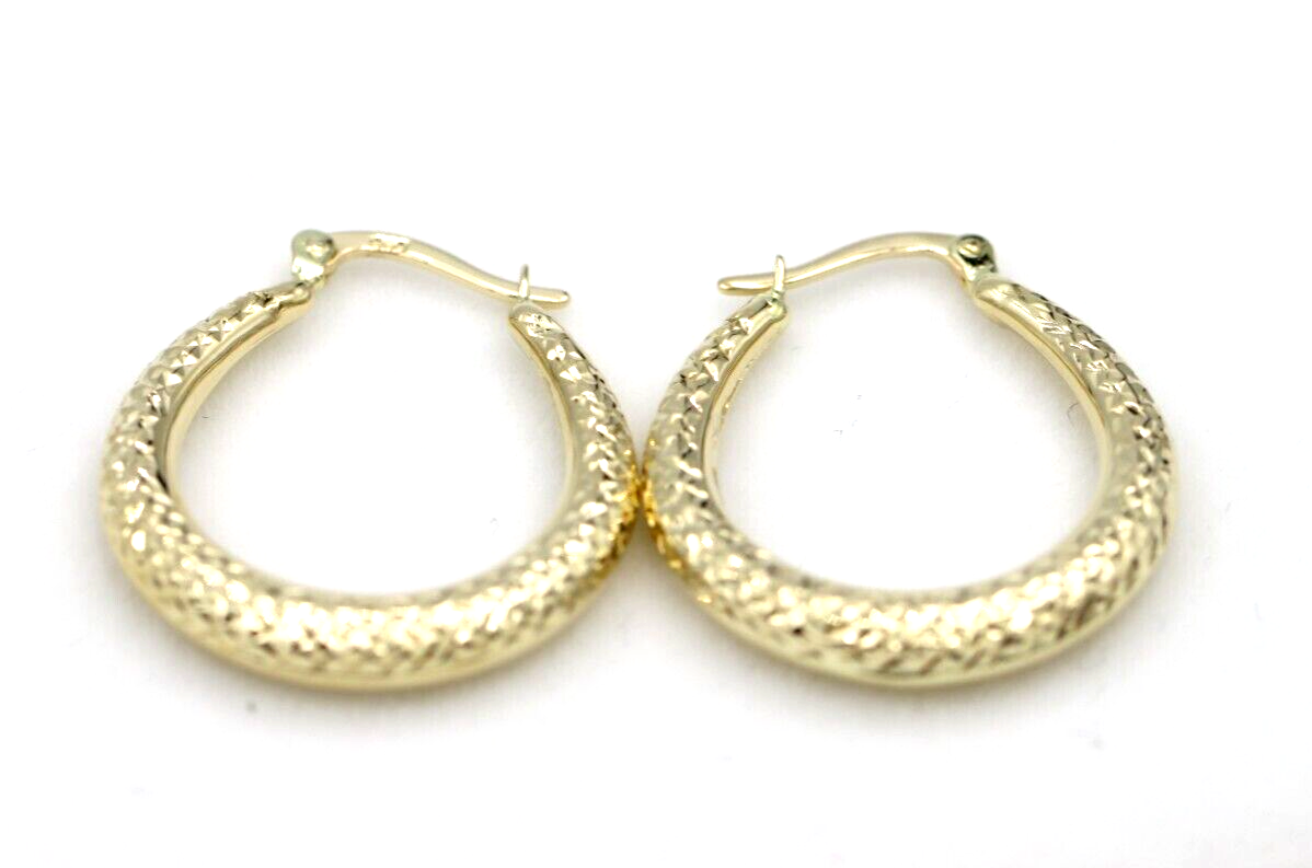 Genuine New 14ct Yellow Gold Oval Hoop Hollow Earrings