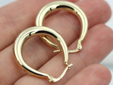 Genuine New 14ct Yellow Gold Oval Hoop Hollow Earrings *Free Express Post In Oz