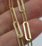 Genuine 65cm 14ct Yellow Gold Paper Clip Chain Necklace with Bolt Ring + charms