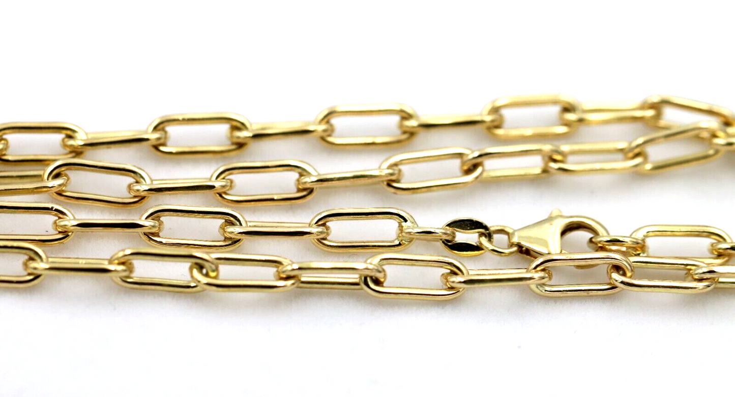 Handmade Heavy 9ct Yellow, Rose or White Gold Paper Clip Paperclip Chain Necklace