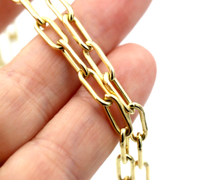 Handmade Heavy 9ct Yellow, Rose or White Gold Paper Clip Paperclip Chain Necklace