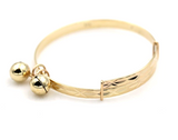 Genuine 9ct Yellow Gold 3.7mm wide Adjustable Baby Bangle with Bells - Free post