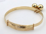 Genuine 9ct Yellow Gold 3.7mm wide Adjustable Baby Bangle with Bells - Free post