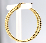 Genuine New 14ct Yellow Gold Beaded Hoop Hollow Earrings*Free Express Post In Oz