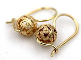 Genuine New 9ct Solid Yellow Gold Etched Ball Earrings - Free post oz