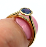 Genuine Bezel Set 18ct Yellow Gold Blue Sapphire Oval Dress Ring - One only!
