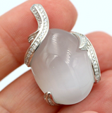 Genuine Cubic Zirconia 925 Sterling Silver Large Moonstone Pendant -Free post