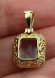 0.32cts Genuine 18ct 750 Yellow Gold Aquamarine Diamond Pendant -Free post