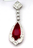 TDW.73ct Genuine 18ct White Gold Glass Filled Ruby Diamond Pendant *Free post