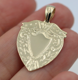 Genuine Solid 9K 9ct Yellow, Rose or White Gold Engraved Shield FOB Pendant