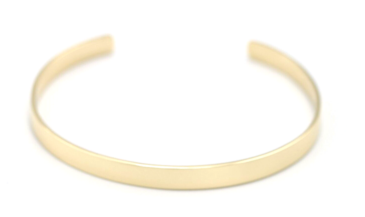 Genuine 9ct FULL SOLID 6mm Yellow, Rose or White Gold custom made CUFF or BANGLE 65mm x 50mm