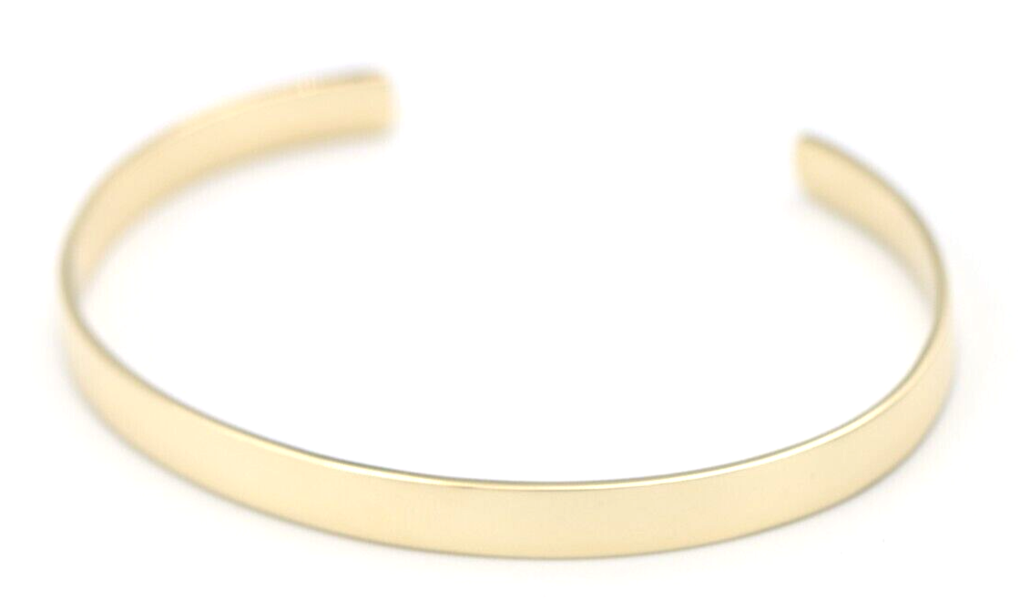 Genuine 9ct FULL SOLID 6mm Yellow, Rose or White Gold custom made CUFF or BANGLE 65mm x 50mm