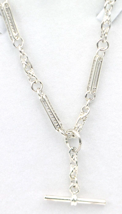 Heavy Genuine Sterling Silver Antique Oval Belcher Link FOB Chain Necklace