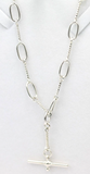 Heavy Genuine Sterling Silver Antique Oval Paperclip Links FOB Chain Necklace