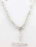 Heavy Genuine Sterling Silver Antique Fancy Oval Belcher Link FOB Chain Necklace
