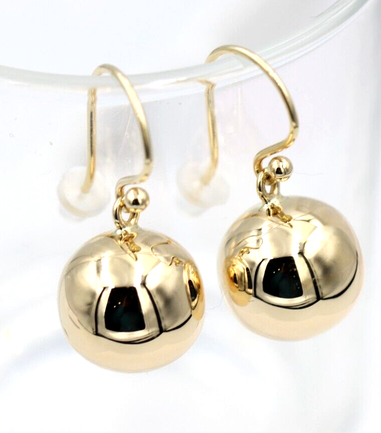 Kaedesigns Genuine New 9ct 9kt Yellow, Rose or White Gold 14mm Euro Ball Drop Earrings