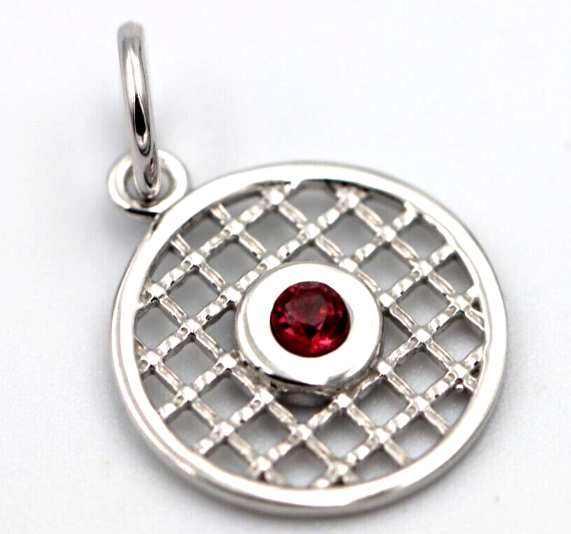 9ct Genuine Yellow, Rose or White Gold Hyderabadi Garnet 13mm Round Circle Pendant