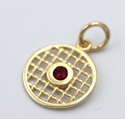 9ct Genuine Yellow, Rose or White Gold Hyderabadi Garnet 13mm Round Circle Pendant