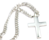 Genuine Large Heavy Sterling Silver Huge Cross Pendant + Necklace Kerb Chain
