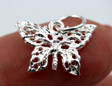 Sterling Silver Small Filigree Butterfly Charm Pendant + jump ring -Free post