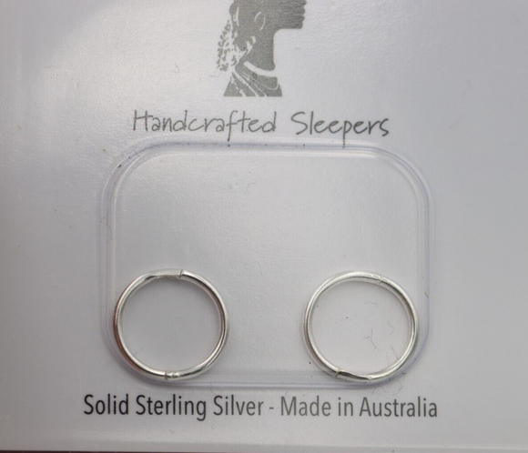 Genuine Sterling Silver Sleepers Hinged Earrings Plain 8mm