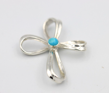 Kaedesigns, New Genuine Sterling Silver Cross Blue Turquoise Set Cross Pendant