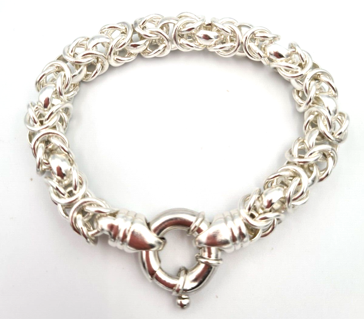 Fine Silver 999 Kerb Byzantine Heavy Bracelet 21cm 53g *Free Express Post In Australia