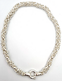 Genuine Fine Silver 999 Byzantine Heavy Necklace 47cm 128g *Free Express Post Oz