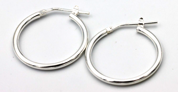 Genuine New Sterling Silver Hoop Earrings Plain 20mm *Free post in oz