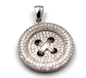 Genuine Cubic Zirconia 925 Sterling Silver Button Fancy Pendant *Free Post