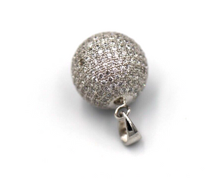 Genuine Cubic Zirconia 925 Sterling Silver 12mm Ball Pendant *Free Post In Oz