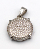 Genuine Cubic Zirconia 925 Sterling Silver Round Circle Pendant - Free Post